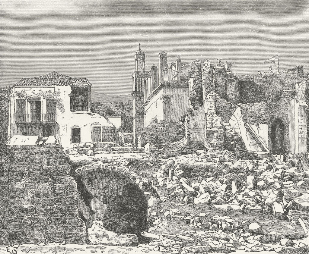 TURKEY. Chio-view post Earthquake of 1881 c1885 old antique print picture